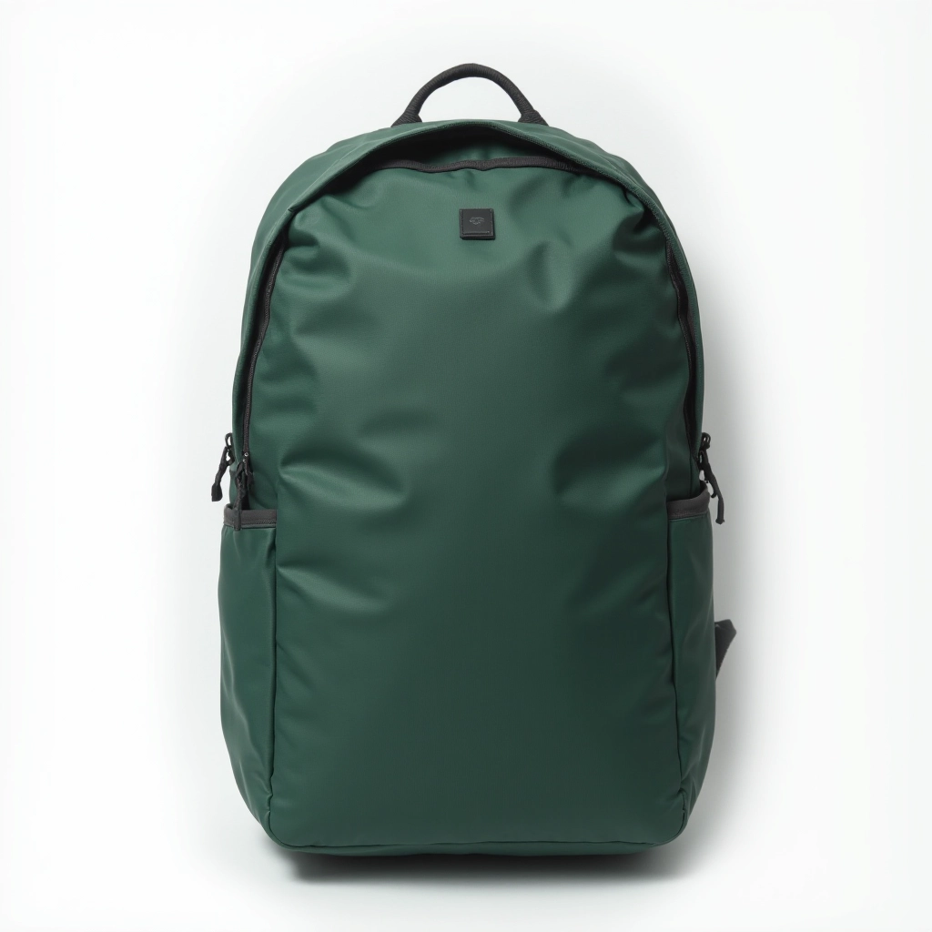 Spacious forest green student backpack with reinforced bottom and padded straps