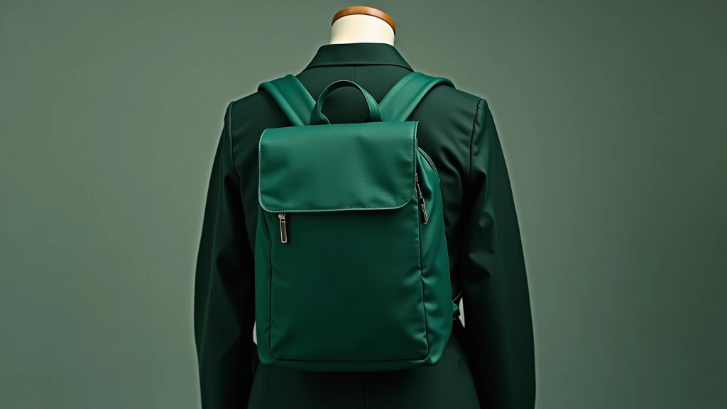 School Rucksack in forest green, photographed packed and ready for school, showing the backpack from the back view with straps adjusted